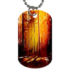 Artistic Effect Fractal Forest Background Dog Tag (two Sides) by Simbadda