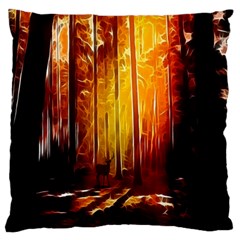 Artistic Effect Fractal Forest Background Large Flano Cushion Case (one Side)