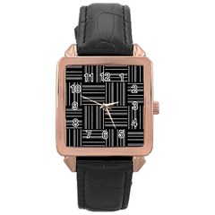 Pattern Rose Gold Leather Watch 