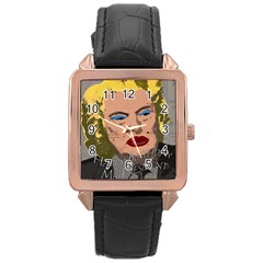 Happy Birthday Mr  President  Rose Gold Leather Watch  by Valentinaart
