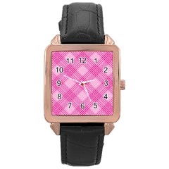 Pattern Rose Gold Leather Watch 