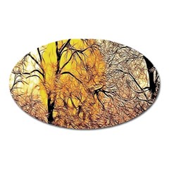 Summer Sun Set Fractal Forest Background Oval Magnet by Simbadda