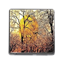 Summer Sun Set Fractal Forest Background Memory Card Reader (square) by Simbadda