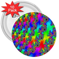 Digital Rainbow Fractal 3  Buttons (10 Pack) 