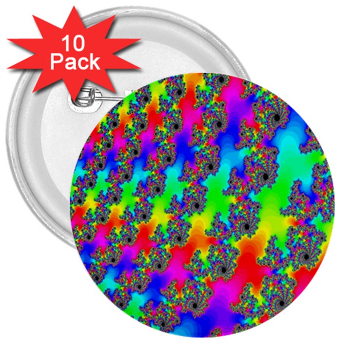 Digital Rainbow Fractal 3  Buttons (10 pack) 