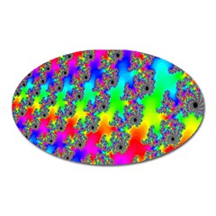 Digital Rainbow Fractal Oval Magnet