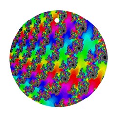Digital Rainbow Fractal Round Ornament (two Sides) by Simbadda