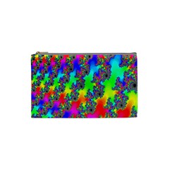 Digital Rainbow Fractal Cosmetic Bag (small)  by Simbadda