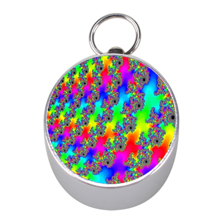 Digital Rainbow Fractal Mini Silver Compasses