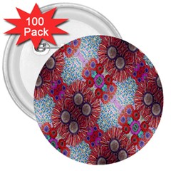 Floral Flower Wallpaper Created From Coloring Book Colorful Background 3  Buttons (100 Pack)  by Simbadda