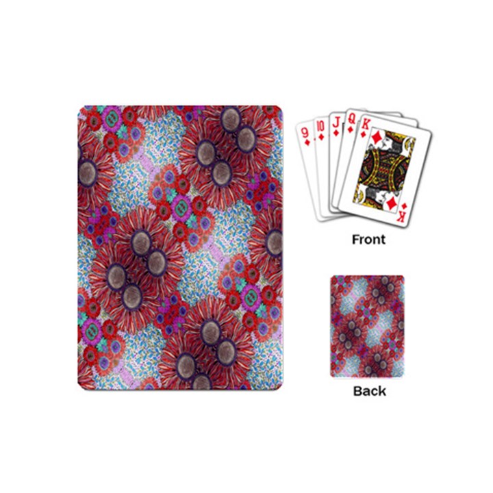 Floral Flower Wallpaper Created From Coloring Book Colorful Background Playing Cards (Mini) 