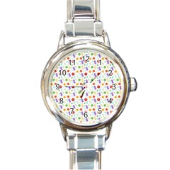 Decorative Spring Flower Pattern Round Italian Charm Watch by TastefulDesigns