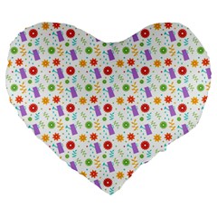 Decorative Spring Flower Pattern Large 19  Premium Heart Shape Cushions by TastefulDesigns