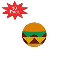 Hamburger Bread Food Cheese 1  Mini Buttons (10 Pack)  by Simbadda