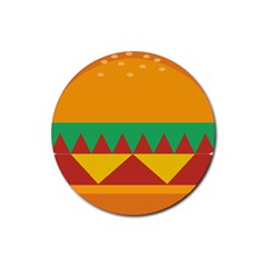 Burger Bread Food Cheese Vegetable Rubber Round Coaster (4 Pack)  by Simbadda