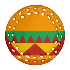 Burger Bread Food Cheese Vegetable Round Filigree Ornament (two Sides) by Simbadda