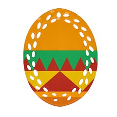 Burger Bread Food Cheese Vegetable Ornament (oval Filigree) by Simbadda