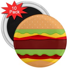 Vector Burger Time Background 3  Magnets (10 Pack)  by Simbadda