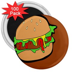 Burger Double 3  Magnets (100 Pack) by Simbadda