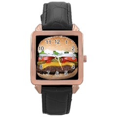 Abstract Barbeque Bbq Beauty Beef Rose Gold Leather Watch  by Simbadda