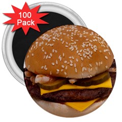 Cheeseburger On Sesame Seed Bun 3  Magnets (100 pack)