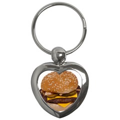 Cheeseburger On Sesame Seed Bun Key Chains (Heart) 