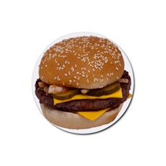 Cheeseburger On Sesame Seed Bun Rubber Round Coaster (4 pack) 