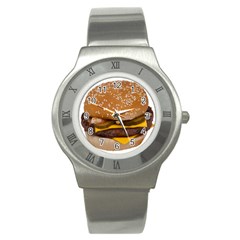 Cheeseburger On Sesame Seed Bun Stainless Steel Watch