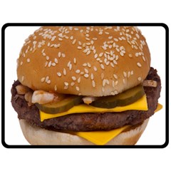 Cheeseburger On Sesame Seed Bun Double Sided Fleece Blanket (Large) 