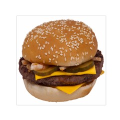 Cheeseburger On Sesame Seed Bun Small Satin Scarf (Square)