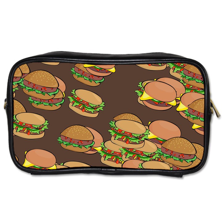 A Fun Cartoon Cheese Burger Tiling Pattern Toiletries Bags