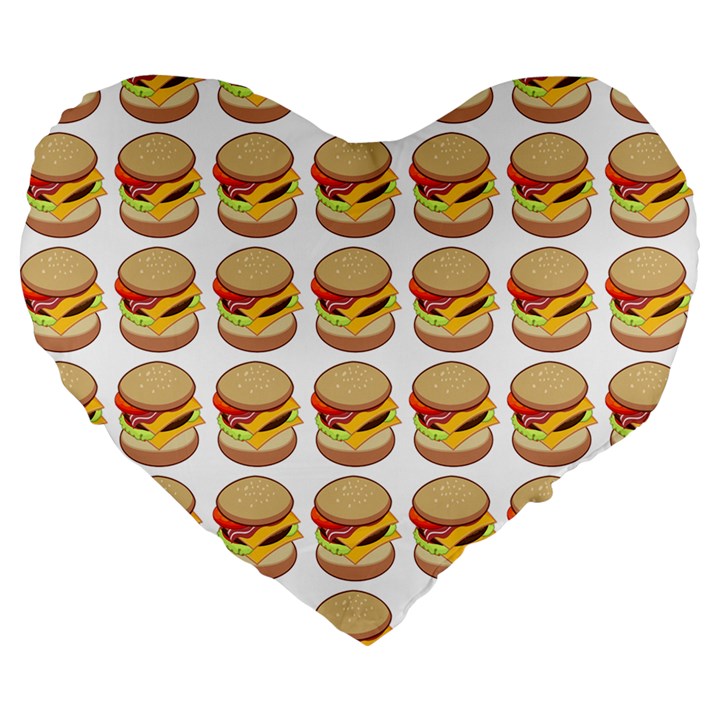 Hamburger Pattern Large 19  Premium Heart Shape Cushions