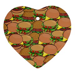 Burger Double Border Heart Ornament (two Sides) by Simbadda