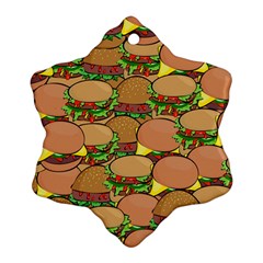 Burger Double Border Snowflake Ornament (two Sides) by Simbadda