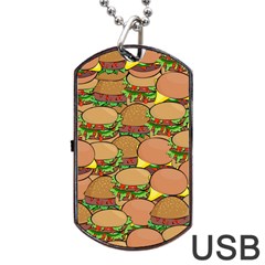 Burger Double Border Dog Tag Usb Flash (two Sides) by Simbadda