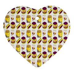 Hamburger And Fries Ornament (heart) by Simbadda