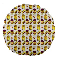 Hamburger And Fries Large 18  Premium Flano Round Cushions by Simbadda