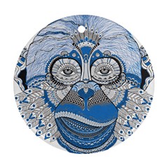Pattern Monkey New Year S Eve Round Ornament (two Sides) by Simbadda