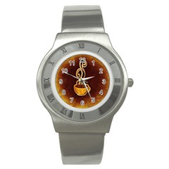 Coffee Drink Abstract Stainless Steel Watch by Simbadda