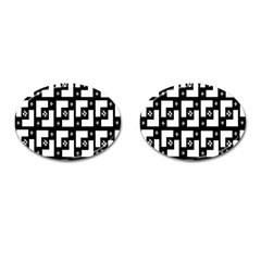 Abstract Pattern Background  Wallpaper In Black And White Shapes, Lines And Swirls Cufflinks (oval) by Simbadda