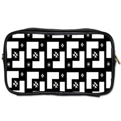 Abstract Pattern Background  Wallpaper In Black And White Shapes, Lines And Swirls Toiletries Bags 2-side by Simbadda