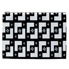 Abstract Pattern Background  Wallpaper In Black And White Shapes, Lines And Swirls Cosmetic Bag (xxl)  by Simbadda