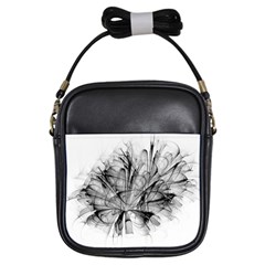 High Detailed Resembling A Flower Fractalblack Flower Girls Sling Bags by Simbadda