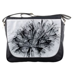 High Detailed Resembling A Flower Fractalblack Flower Messenger Bags by Simbadda