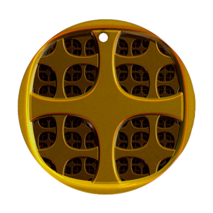 Golden Fractal Window Ornament (Round)