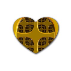 Golden Fractal Window Rubber Coaster (heart) 
