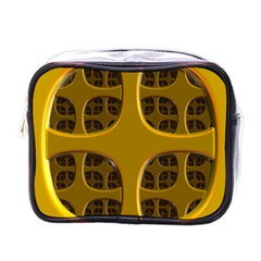 Golden Fractal Window Mini Toiletries Bags by Simbadda