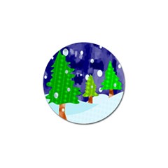 Christmas Trees And Snowy Landscape Golf Ball Marker