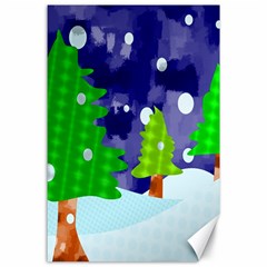 Christmas Trees And Snowy Landscape Canvas 24  x 36 