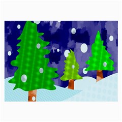 Christmas Trees And Snowy Landscape Large Glasses Cloth (2-Side)